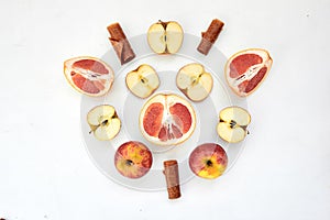 Fruity composition on white background
