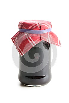 Fruity jam in glass jar