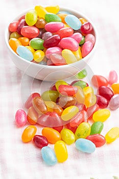 Fruity jellybeans. Tasty colorful jelly beans