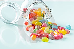 Fruity jellybeans. Tasty colorful jelly beans