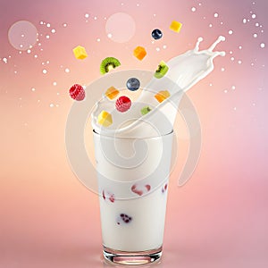 Fruity Milk Splash A Refreshing Explosion AI-GENERATED