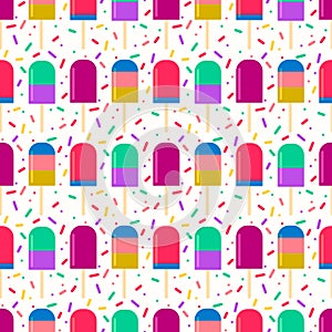 fruity popsicle on a confetti sprinkles background