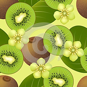 Fruity seamless pattern with kiwi fruit