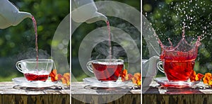 Fruity tea on the garden table