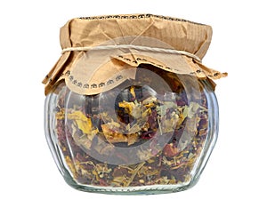 Fruity tea in a jar