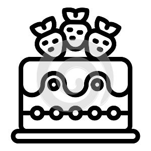 Fruity wedding cake icon outline vector. Strawberry creamy dessert
