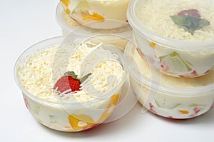 Fruity yogurt with strawbery and chese on cup
