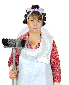 Frumpy Housewife With Broom