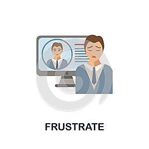 Frustrate flat icon. Colored sign from cyberbullying collection. Creative Frustrate icon illustration for web design