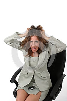 Frustrated Business Woman Pulling Her Hair Out 1