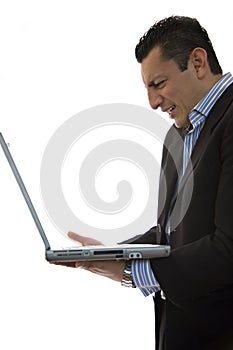 Frustrated businessman laptop