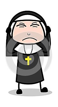 Frustrated - Cartoon Nun Lady Vector Illustration