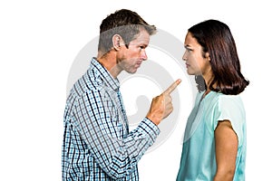 Frustrated couple arguing with each other