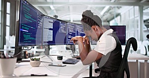 Frustrated Female Engineer Struggles With Code