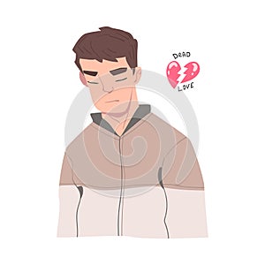 Frustrated Man with Broken Heart Feeling Agony Because of Unhappy Love Vector Illustration
