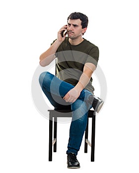 Frustrated man phone talking