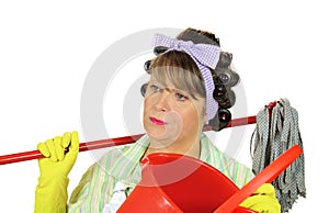 Frustrated Mopping Housewife