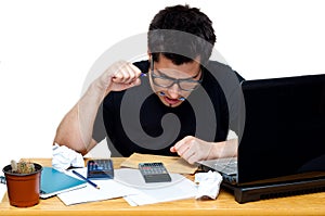 Frustrated nerdy accountant