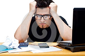 Frustrated nerdy accountant