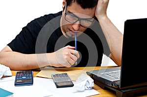 Frustrated nerdy accountant
