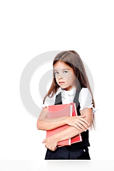 Frustrated and unhappy teen girl at school