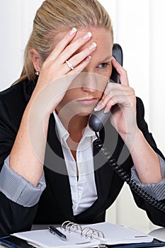 Frustrated woman holding