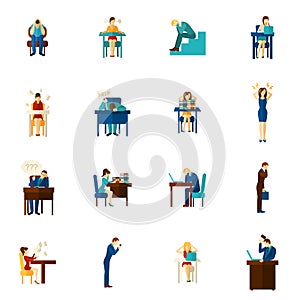 Frustration People Flat Icon Set