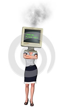 Frustration Slow Worker Impatient Hot Monitor Illustration