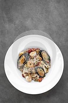 Frutti Di Mare mixed seafood tagliatelle with mussels, prawns and shrimp