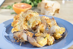 Fry of battered calamari