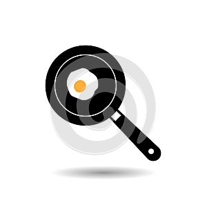 frying pan with egg solid flat vector icon