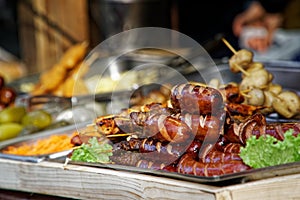 Fry street food. Oriental food - Indian takeaway at a London`s market