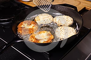 Frying eggplant in cast iron skillet