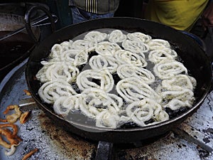 Frying jalebis in Bangalore,India