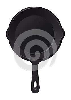 Frying Pan Black Cast Iron Hand Drawn Illustration