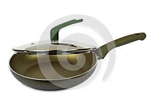 Frying pan with ceramic coating and glass lid