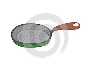 Frying pan for cooking dishes. Vector illustration.