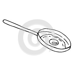 Frying pan with fried eggs vector illustration, hand drawing doodle