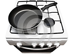 Frying pan at the gas stove