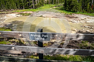 Frying Pan Hot Springs in Yellowstone National Park - sign