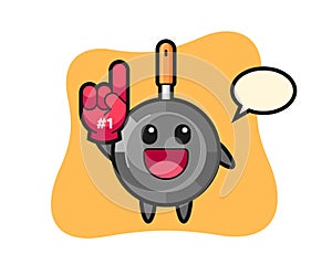 Frying pan illustration cartoon with number 1 fans glove