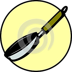 Frying pan kitchen utensil cookware. Vector