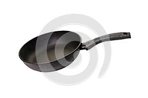 frying pan with non-stick coating with traces of use isolated