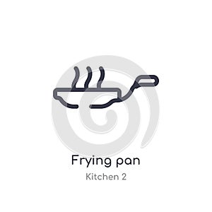 frying pan outline icon. isolated line vector illustration from kitchen 2 collection. editable thin stroke frying pan icon on