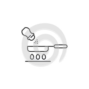 Frying pan and salt vector icon symbol isoalted on white background