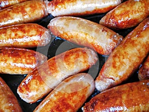 Frying sausages breakfast english cooked sandwich pork healthy egg bacon