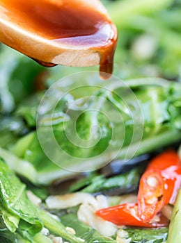 Frying Spicy Food Represents Garden Fresh And Capsaicin