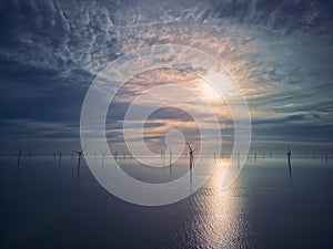 Fryslan wind farm drone view, Netherlands photo