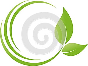 Two leaves, plant, spa and naturopaths logo photo
