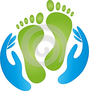 Two feet and two hands, foot care and massage logo